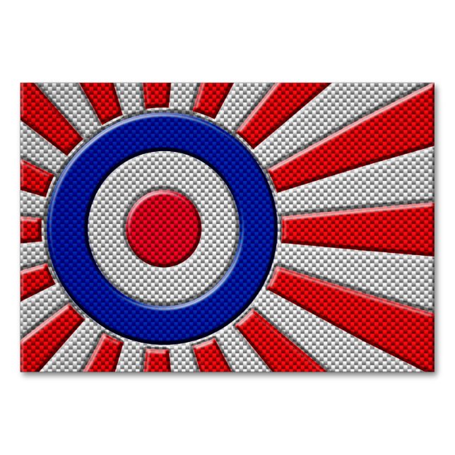 Mod Roundel Sunburst Design im Carbon Fibre Stil Tischnummer (Vorderseite)