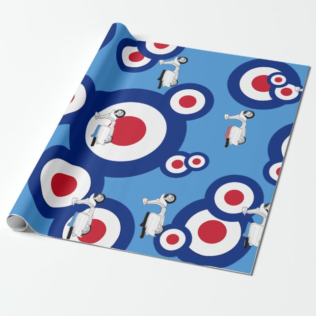 Mod Roundel und Roller-Entwurfsgeschenk Verpackung Geschenkpapier (Ungerollt)