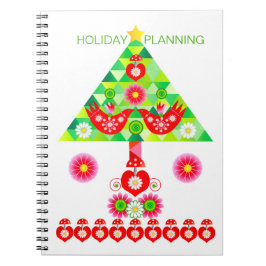 Mod Scandi Holiday Bird and Tree Note Book Notizblock