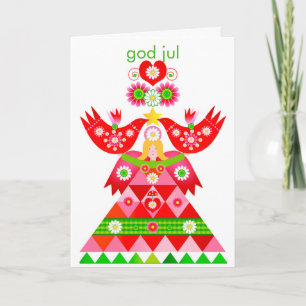 Mod Scandi Holiday Bird Angel Card Feiertagskarte