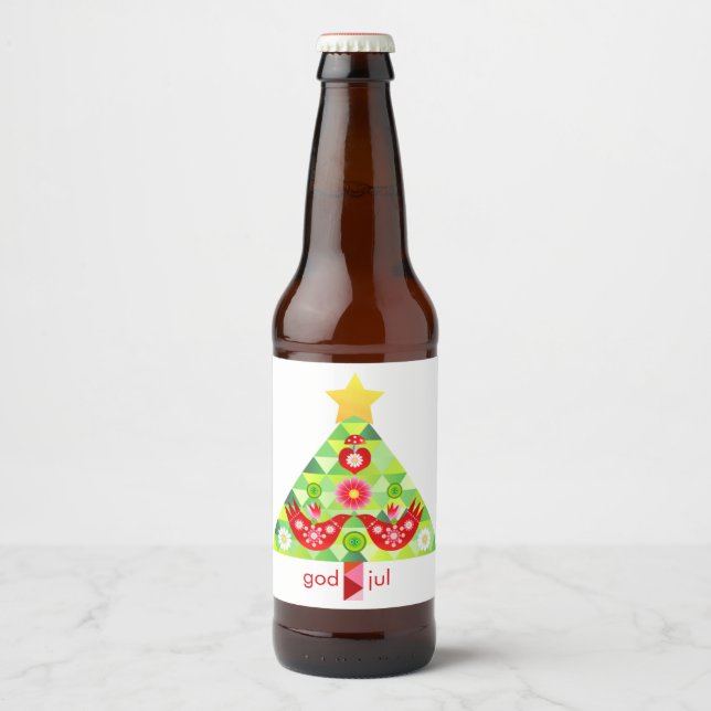 Mod Scandi Holiday Bird-Label Bierflaschenetikett (Vorderseite)