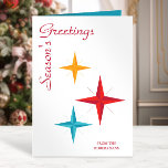 Mod Stars, Mittelalter Moderner Retro Weihnachten<br><div class="desc">Dieses Mod Design basiert auf einer Vintagen Urlaubskarte aus den 60er Jahren. Es zeichnet sich durch Retrosterne und eine mittelfarbige Palette aus. Passen Sie es mit Ihrem Text für eine echte einmalige saisonale Karte an.</div>