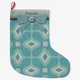 Mod Sweater Pattern der 1960er-Jahre - Matted Aqua Großer Weihnachtsstrumpf