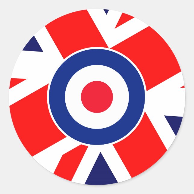 Mod Target auf der britischen Flagge Runder Aufkleber (Vorderseite)