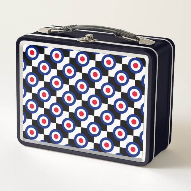 Mod Target Pattern Polka Dots Fashion Großbritanni Metall Brotdose (Vorderseite)