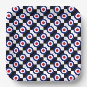 Mod Target Pattern Polka Dots Fashion Vintag Pappteller