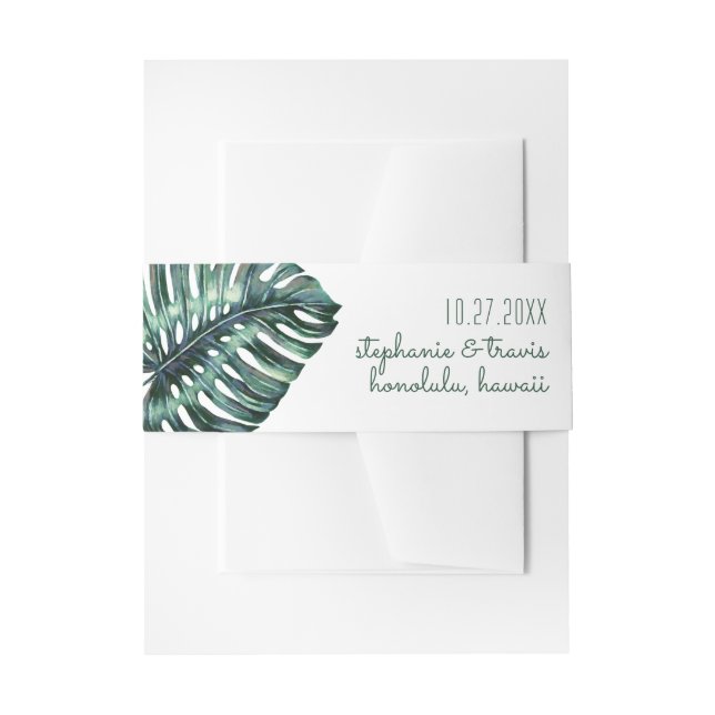 Mod Tropical Blätter Monstera Pflanze Einladungsbanderole (Vorderseite Beispiel)