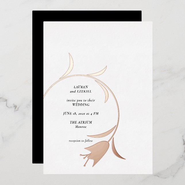 Mod Tulip Foil Wedding Einladung (Vorderseite/Rückseite)
