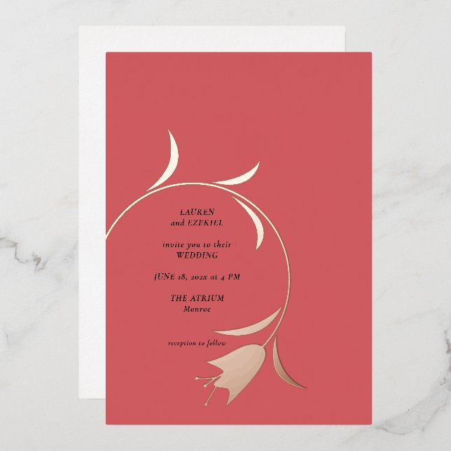 Mod Tulip Foil Wedding Einladung (Vorderseite/Rückseite)