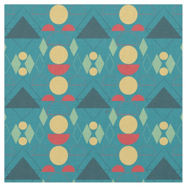 Mod Turquoise Geometric Stoff (Nahaufnahme)