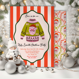 Mod Ugly Sweater Weihnachts-Party handgezeichnet Einladung