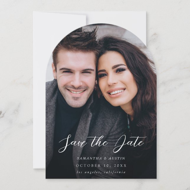 MOD V Foto Elegant Save the Date - Dunkler Pfeil Einladung (Vorderseite)
