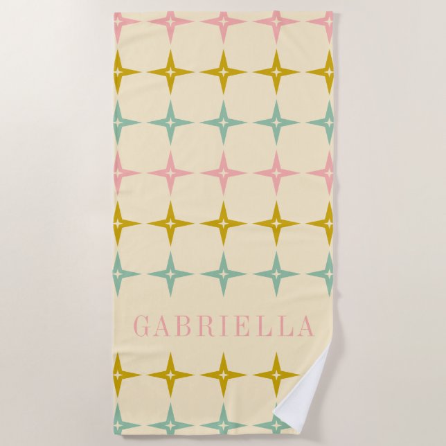 Mod Vintage Pastelstars aus dem Mittelalter Person Strandtuch (Vorderseite)
