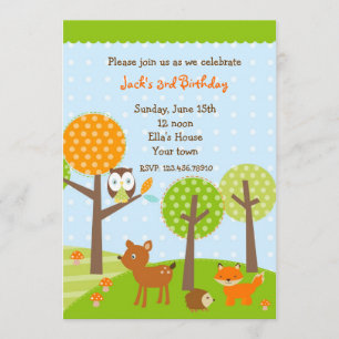 Mod Waldland Owl Einladungen zur BIrthday Party