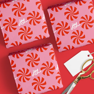 Mod Wavy Pinwheel Spirals Retro Weihnachten Rosa R Geschenkpapier