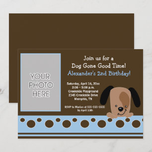 Mod Welpe Blue und Brown zum Geburtstag Einladung