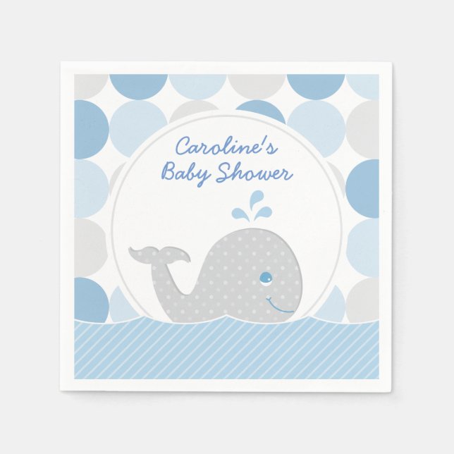 Mod Whale Baby Boy Dusche Blau & Grau Serviette (Vorderseite)