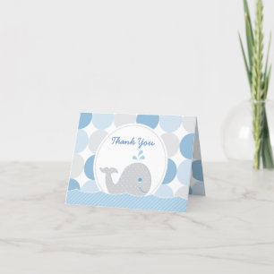 Mod Whale Baby Boy Shower Blue & Grey Dots Merci Y