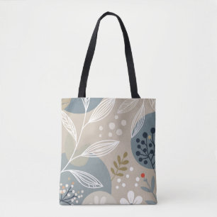 Mod White Floral auf Beige und Grün Tasche