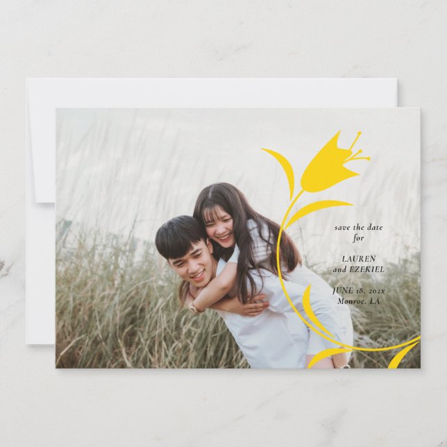 MOD YELLOW TULIP WEDD SPEICHERN DAS DATUM EINLADUNG (Vorderseite)