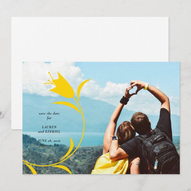 MOD YELLOW TULIP WEDD SPEICHERN DAS DATUM EINLADUNG (Vorne/Hinten)