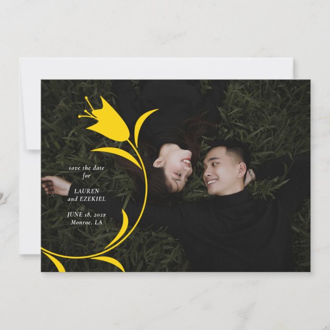 MOD YELLOW TULIP WEDD SPEICHERN DAS DATUM EINLADUNG (Vorderseite)