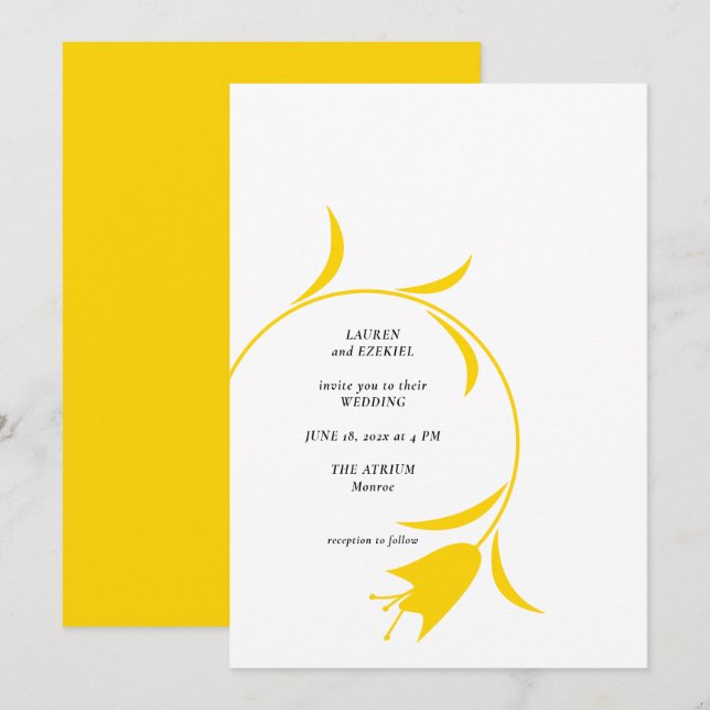 MOD YELLOW TULIP WEDDING EINLADUNG (Vorne/Hinten)