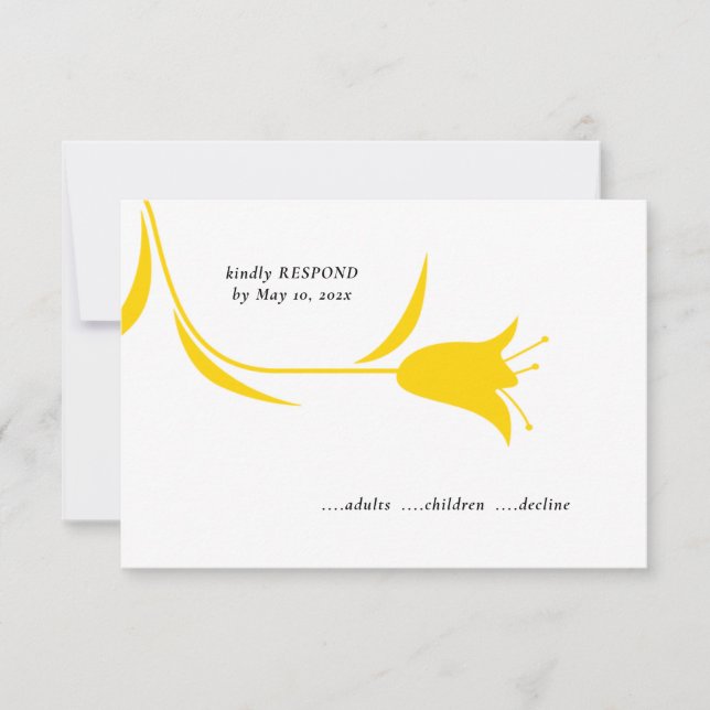 MOD YELLOW TULIP WEDDING RSVP KARTE (Vorderseite)