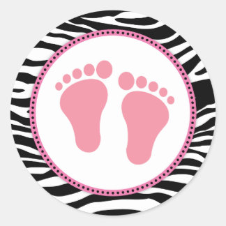 Mod Zebra Pink Baby Shower Pflegeaufkleber Runder Aufkleber