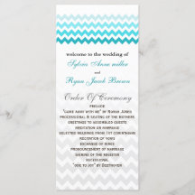Mod Zickzack aqua Ombre Wedding Programm