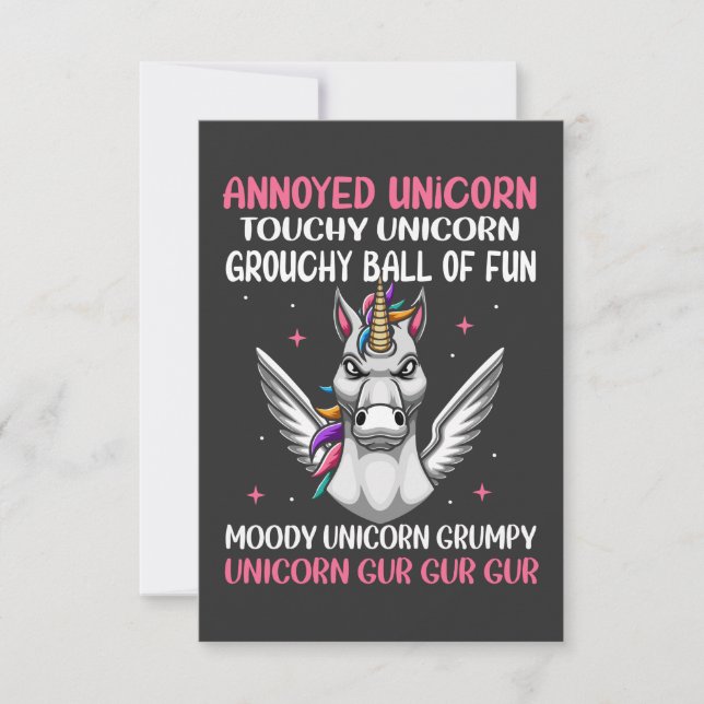 Moddy Unicorn Grumpy Dankeskarte (Vorderseite)