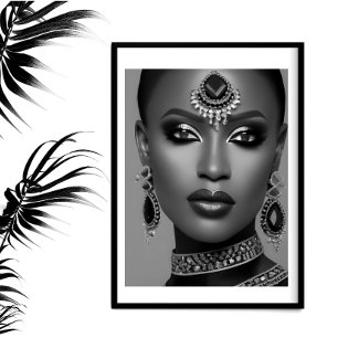 Mode afrikanischer schwarzer weißer Schmuck Frau Poster