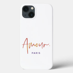 Mode Amour Paris mit Orange, Gelber Text Weiß Case-Mate iPhone Hülle