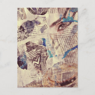 Mode-Augen-Abstrakt Mixed Media Collage  Postkarte