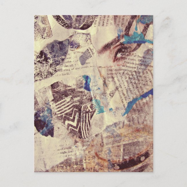 Mode-Augen-Abstrakt Mixed Media Collage  Postkarte (Vorderseite)