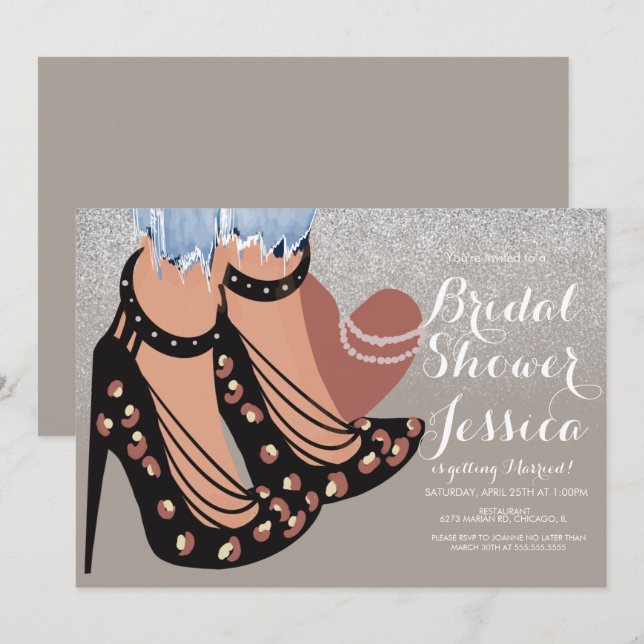 Mode Beauty Heelse Jeans Brautparty Earthy in Einladung (Vorne/Hinten)