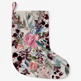 Mode-boho-Illustration mit Rose-Blume und p Kleiner Weihnachtsstrumpf