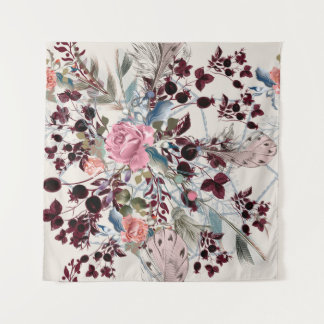 Mode-boho-Illustration mit Rose-Blume und p Wandteppich