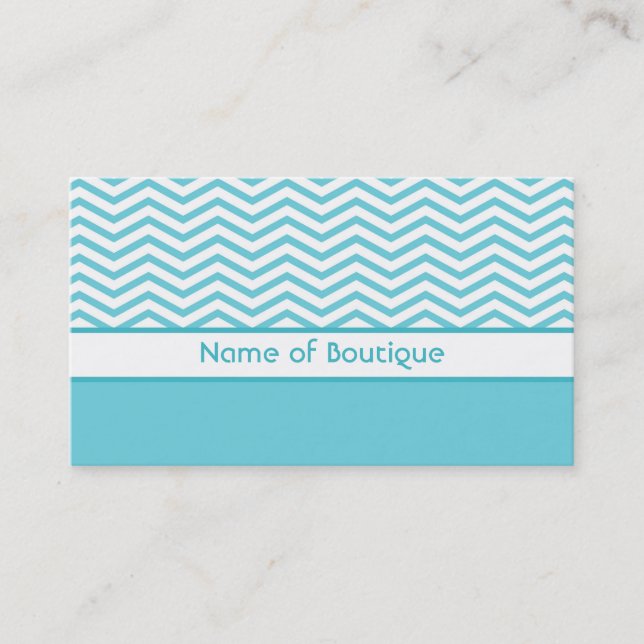 Mode Boutique Aqua und White Chevrons Visitenkarte (Vorderseite)