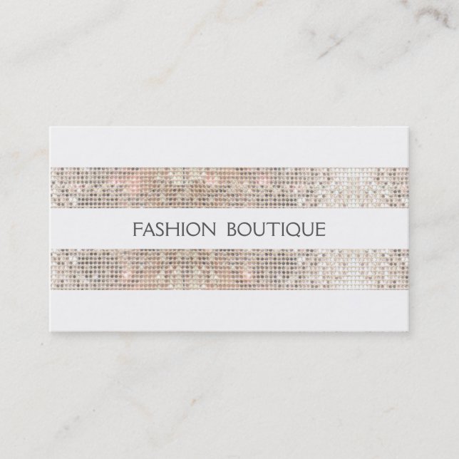 Mode-Boutique Funkelnd Silver-Sequins Weiß aussehe Visitenkarte (Vorderseite)