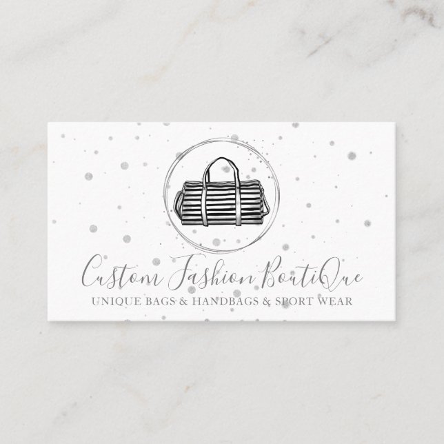 Mode Boutique Silver Tasche Tasche gestreift Visitenkarte (Vorderseite)