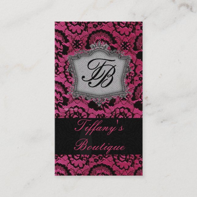 Mode Boutique Stylist elegante schwarze Spitze Visitenkarte (Vorderseite)
