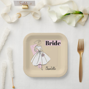 Mode Braut Neutrale Braut Name Quadrat Pappteller
