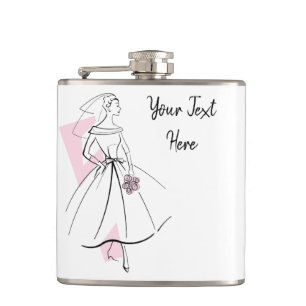 Mode-Braut-Rosa-Textflasche Flachmann