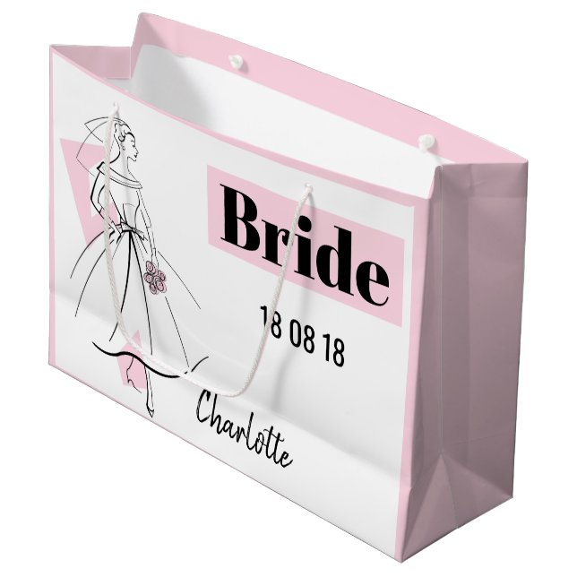 Mode Bride Pink Bride Geschenktasche große rosa Geschenktüte (Vorderseite Schrägansicht)