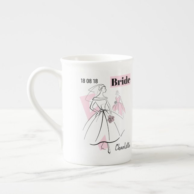 Mode Bride Pink Bride Name Tasse Knochen China (Links)