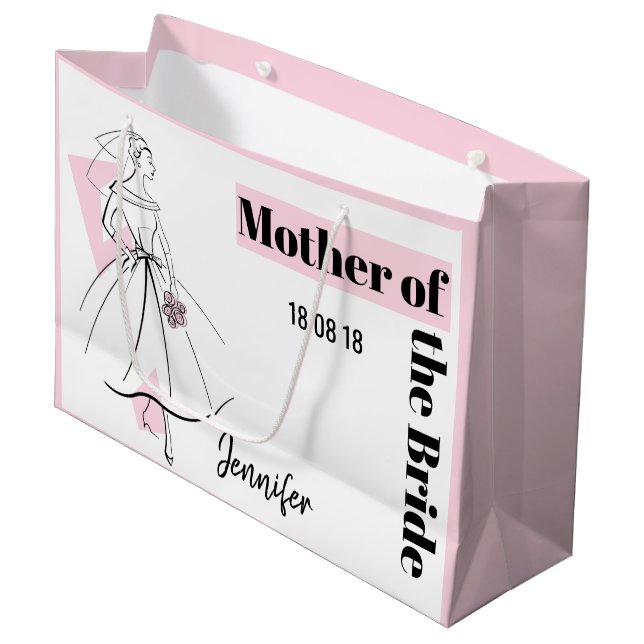 Mode Bride Pink Mutter der Bride groß rosa Große Geschenktüte (Vorderseite Schrägansicht)