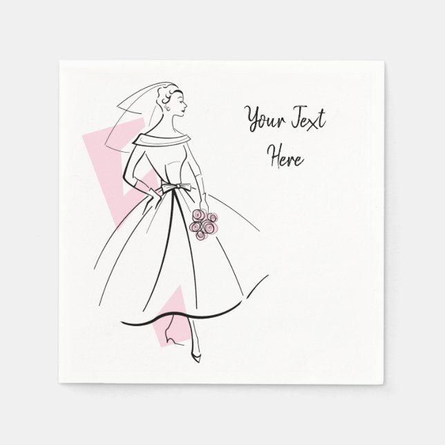 Mode Bride Pink Text Papierservietten (Vorderseite)
