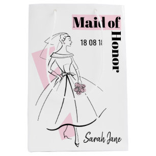 Mode Bride Pink Trauzeugin Geschenktasche Medium Mittlere Geschenktüte