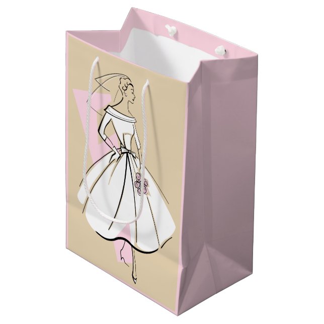 Mode Bridge Natural Geschenktasche Medium pink Mittlere Geschenktüte (Vorderseite Schrägansicht)
